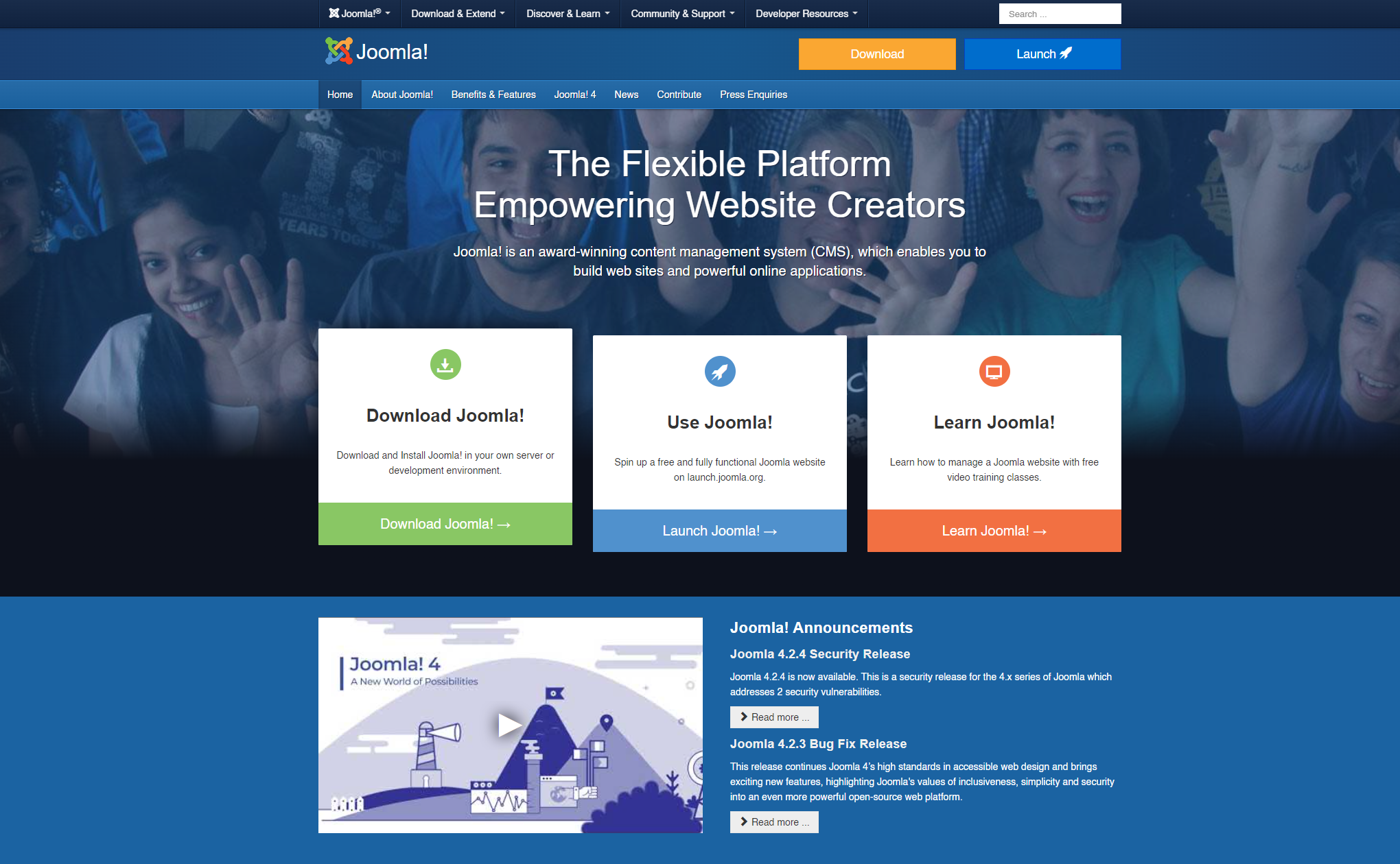 Joomla home page