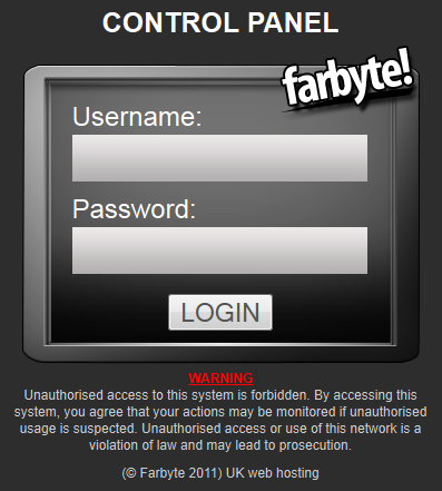 Farbyte cPanel login